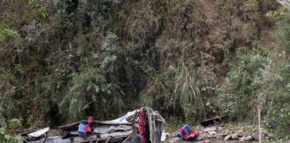 Foto: Autobús cae a un guindo en Perú /cortesía