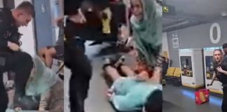 Foto: Policía pisotea a una persona en un aeropuerto de Reino Unido /Cortesía