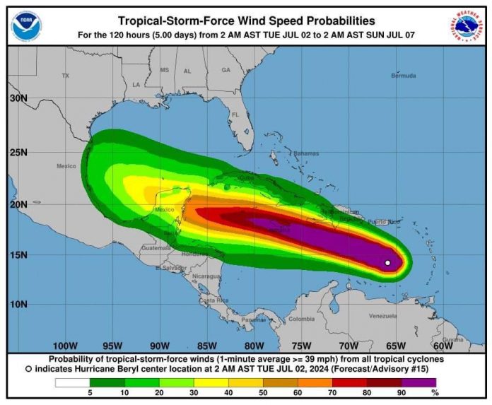 Foto: Huracán Beryl alcanza categoría 5/TN8 Foto: Huracán Beryl alcanza categoría 5/Cortesía