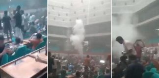 Foto: Manifestantes irrumpen en el edificio del Parlamento de Bangladés /Cortesía