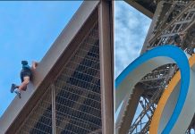 Hombre escala sin cuerdas la Torre Eiffel en París y es detenido Foto: Hombre escala sin cuerdas la Torre Eiffel en París y es detenido/ Cortesía