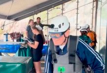 Anciano decidió subirse a la tirolesa más rápida del mundo (VIDEO) Foto: Anciano de 94 años se lanza por la tirolesa/Cortesía