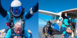 Foto: Abuela celebró su cumpleaños con salto en paracaídas /Cortesía
