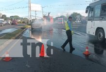 El rápido actuar de bomberos evita una catástrofe mayor en la Rotonda Cristo Rey Foto: El rápido actuar de bomberos evita una catástrofe mayor en la rotonda Cristo Rey/TN8