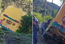 Brutal accidente en Costa Rica deja un bus volcado con al menos 20 estudiantes Foto: Tragedia en Costa Rica /cortesía