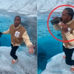 Ludacris causa polémica al beber agua directamente de un glaciar Foto: Ludacris generó preocupación al beber agua directamente de un glaciar/Cortesía