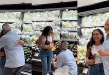 Verduras de testigo: gringo le pide matrimonio a su novia en pleno supermercado Foto: Extranjero le pide matrimonio a su novia en pleno supermercado /Cortesía