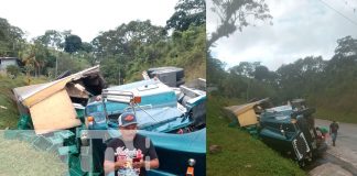 Foto: Camión hasta "la pata" de cervezas se volcó carretera a Matiguás /TN8