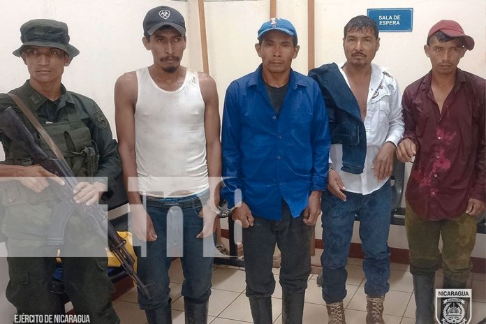 1 Foto. Ejercito detienen a cuatro por daños al medio ambiente en Bosawás, Siuna/ TN8