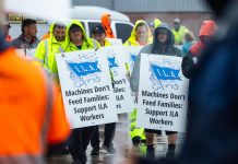 Estibadores de Estados Unidos paralizan puertos en demanda de salarios justos Foto: Huelga en Estados Unidos /cortesía