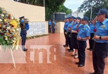 Ofrendas florales a héroes de la paz y la seguridad en Nicaragua Foto: Homenaje a oficiales de la Policía Nacional en Nicaragua / TN8