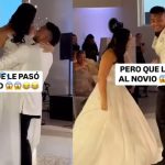 ¡Se le cayeron los pantalones! Novio queda «cañanbuco» en pleno vals Foto: Novio se viraliza /cortesía