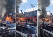 Explosión en Sao Paulo tras incendio de autobús contra poste eléctrico Foto: Explosión en Sao Paulo tras incendio de autobús contra poste eléctrico