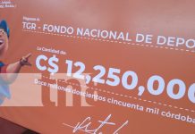 Lotería Nacional entrega 12 millones 250 mil córdobas tanto al IND como a MIFAMILIA Foto: Lotería Nacional continúa con el compromiso social /TN8
