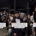 Joven se gradúa cargando un tanque de gas en honor a su padre (VIDEO) Foto: Joven se viraliza en su graduación /cortesía