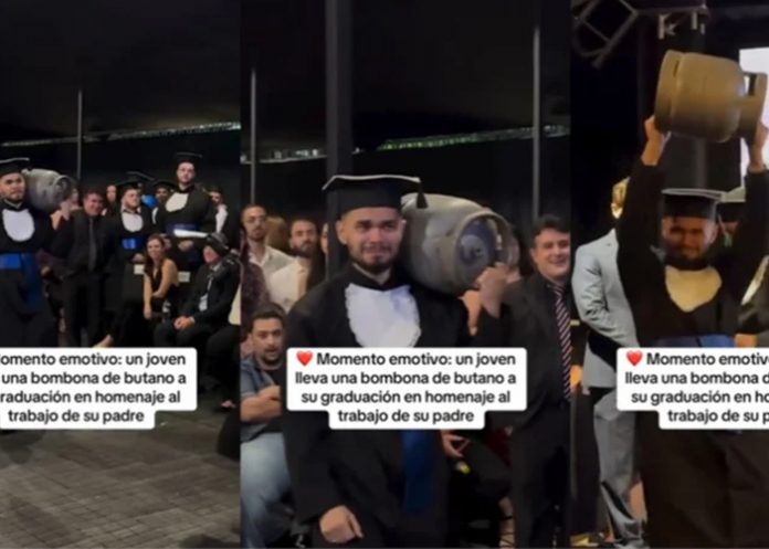 Foto: Joven se viraliza en su graduación /cortesía Foto: Joven se viraliza en su graduación /cortesía