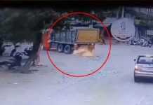 Impactante video: Motorizado en llamas tras ser arrollado por un camión en India Foto: Motociclista en llamas causó pánico en India /Cortesía