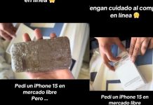 ¡Qué canteada! Compra un iPhone 15 por internet y recibe una piedra Foto: Compra un iPhone por internet y recibe una piedra /Cortesía