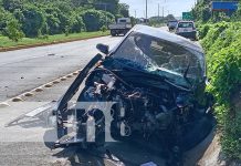Grave accidente en Villa Sol: tres personas resultan heridas tras impacto brutal Foto: Brutal choque en la entrada al Residencial Villa Sol, Managua / TN8