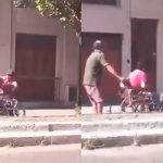 Tremendo show: Hombres en sillas de ruedas se pelean en plena calle Foto: Hombres pelean en sillas de ruedas /cortesía