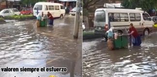 Foto: Abuelita trabaja bajo la lluvia /cortesía