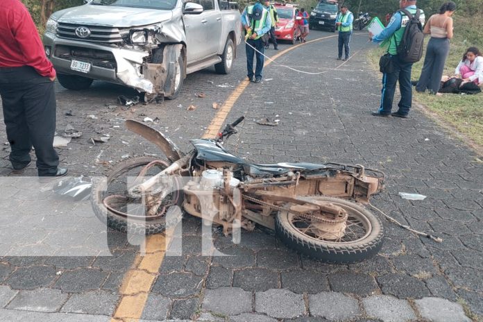 Foto: Motociclista en estado crítico tras accidente en carretera hacia Santa Lucia, Boaco/TN8