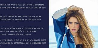 Foto: Shakira cancela concierto en Lima por emergencia médica /Cortesía