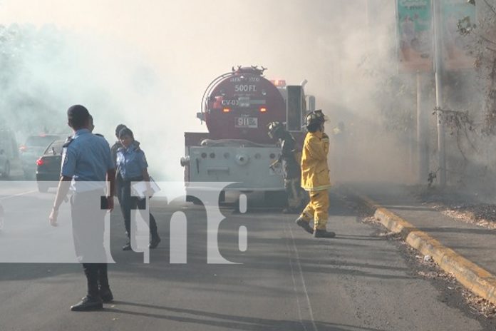 Foto: Incendio en carretera a Masaya pone en riesgo viviendas y afecta visibilidad/TN8