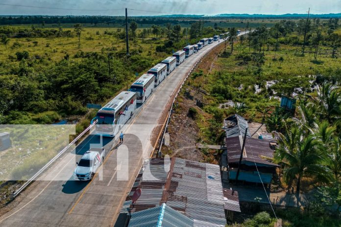 Foto: Familias de Bilwi reciben con alegría nuevos buses intermunicipales y urbanos/TN8