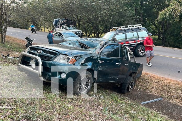 Foto: Fuerte accidente de tránsito dejo cuatro lesionados en Santo Tomás, Chontales/TN8