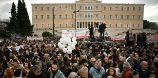 Foto: Protestas en Grecia por accidente ferroviario/Cortesía