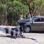 ¡Brutal choque en Matiguás! Motociclista borracho invade carril y choca contra un taxi Foto. Fuerte choque en la carretera de Matiguás a Río Blanco / TN8