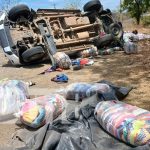 Vivos para contarla: El cinturón los salvó de una muerte segura en Tipitapa Foto: Vuelco de camión en una zona de Tipitapa, Managua / TN8