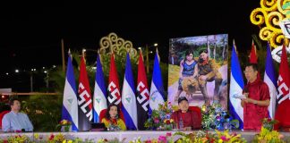 Foto: Embajador de China en Nicaragua, Chen Xi, junto con los CoPresidentes Daniel Ortega y Rosario Murillo