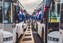 Foto: CoPresidentes Daniel Ortega y Rosario Murillo en acto por entrega de buses por parte de China / TN8