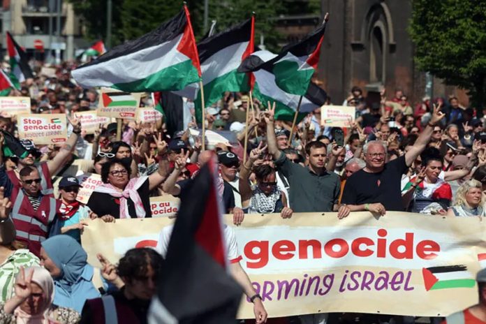 Foto: En Bruselas exigen cese del genocidio en Gaza /Cortesía Foto: En Bruselas exigen cese del genocidio en Gaza /Cortesía