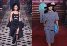 Foto: Becky G luciendo un elegante traje lavanda con sombrero/ Cortesía