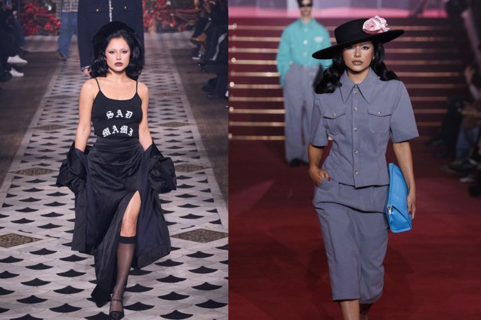 Foto: Becky G luciendo un elegante traje lavanda con sombrero/ Cortesía