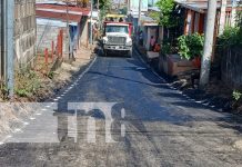 Foto: Mejora de calles en el barrio Hugo Chávez, en Managua / TN8