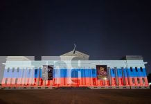 Foto; Nicaragua ilumina el Palacio Nacional en honor a la Bandera de Rusia/TN8