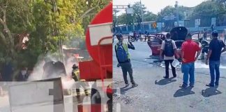 Foto: Falla eléctrica habría causado incendio de taxi en el Huembes /TN8