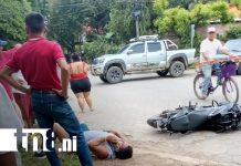 Motociclista resulta con serias lesiones al ser impactado por una camioneta en la ciudad de Rivas Foto: Motociclista lesionado y daños materiales en Rivas/TN8