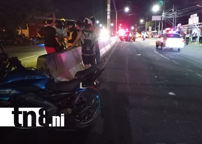 Foto: Motociclistas heridos tras accidente en La Nicarao, Managua/TN8