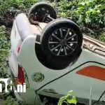 Taxi se sale de la carretera y vuelca en El Relleno, Jinotepe -Nandaime