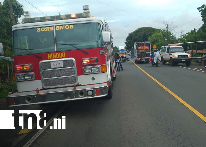 Foto: Investigan choque entre motocicletas en Nindirí–Sabana Grande/ TN8