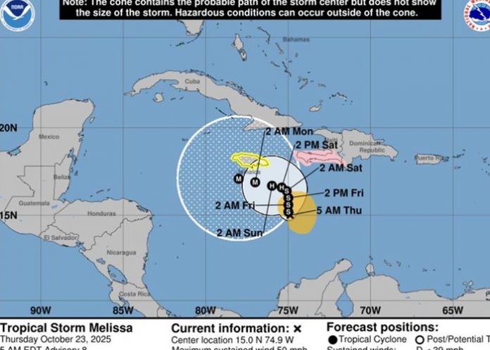 Foto: Tormenta tropical Melissa: vientos fuertes y lluvias extremas amenazan la región/Cortesía Foto: Tormenta tropical Melissa: vientos fuertes y lluvias extremas amenazan la región/Cortesía