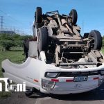 Baches por lluvias provocan vuelco de camioncito en la carretera Boaco-Managua Foto: Vuelco de camión en carretera Managua - Boaco / TN8