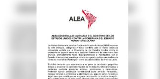 Foto: ALBA condena amenaza de EE. UU. contra la soberanía de Venezuela/Cortesía