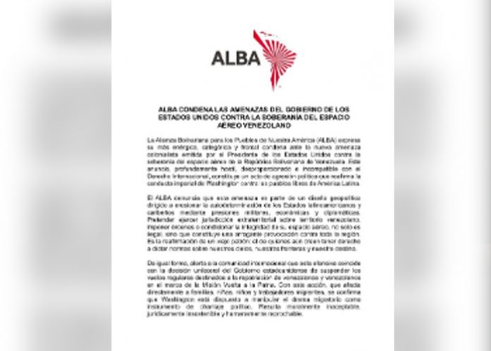 Foto: ALBA condena amenaza de EE. UU. contra la soberanía de Venezuela/Cortesía
