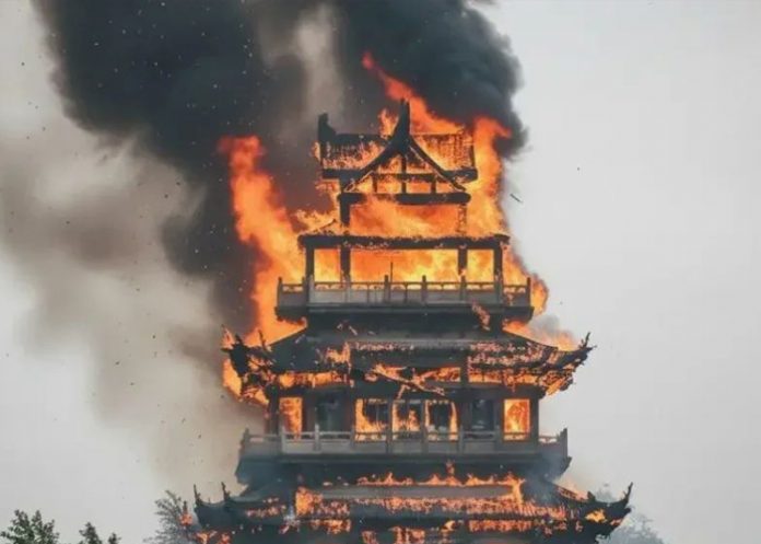 Foto:China investiga incendio en templo reconstruido/Cortesía